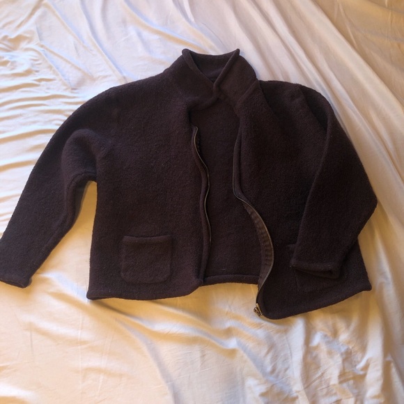 Honors Plus Size 100% wool brown zip up sweater. - Picture 2 of 3